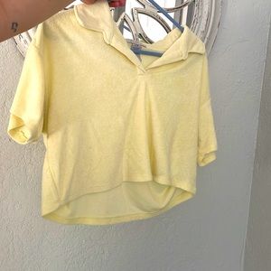 Yellow collared crop top size L